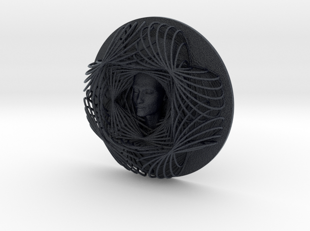 Wire Flower Curve Art + Nefertiti (001ai) in Black PA12