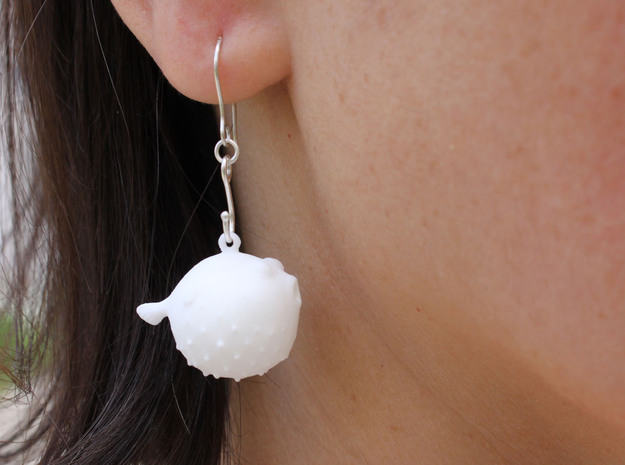 Blowfish Earrings  in White Natural Versatile Plastic