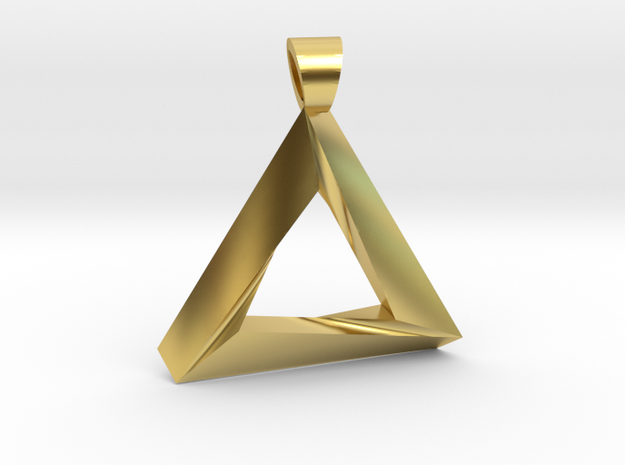 Twisted impossible triangle [pendant] in Polished Brass