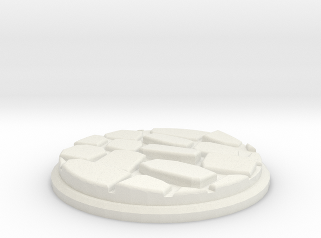 Uneven Cobblestone Miniature Base Plate (25mm) in White Natural Versatile Plastic