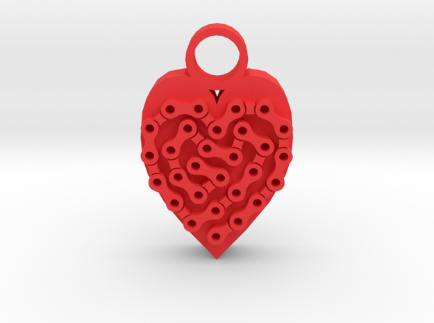 Bike Life Heart pendant in Red Processed Versatile Plastic