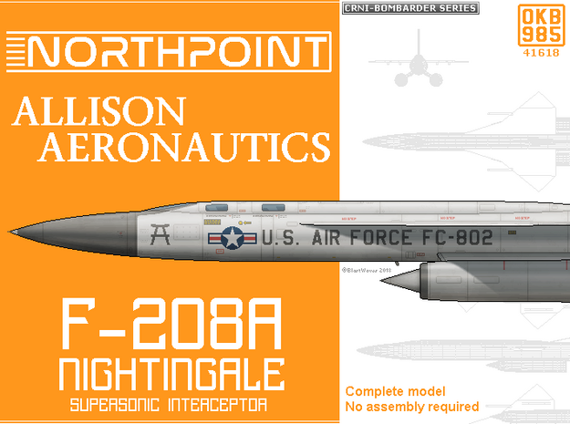 F-208A Nightingale Interceptor in Black Natural Versatile Plastic: 1:144