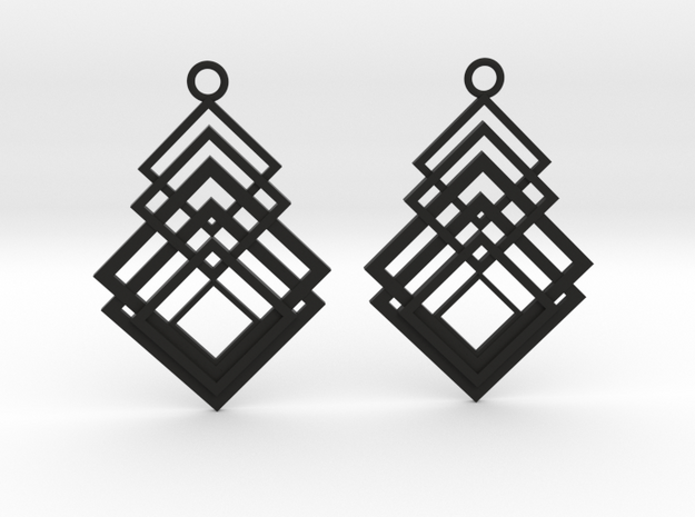 Geometrical earrings no.8 in Black Natural Versatile Plastic: Large
