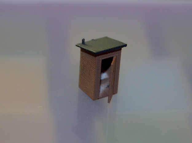 N-Scale Slant Roof Outhouse in Tan Fine Detail Plastic