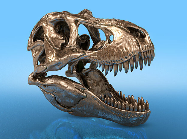 T. rex - metallic dinosaur skull in Natural Bronze: 1:20