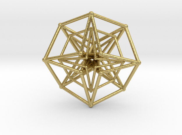Double Hypercube pendant 30mm in Natural Brass