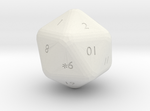 20 sided die in White Natural Versatile Plastic: Small