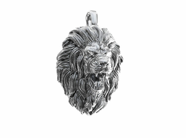 Lion Pendant in Natural Silver