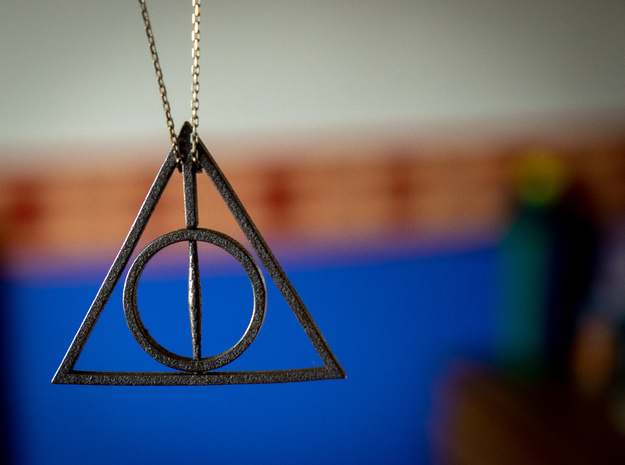 Deathly Hallows Rotating Pendant in Polished Bronzed Silver Steel