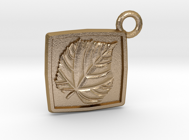 Linden leaf keychain in Polished Gold Steel