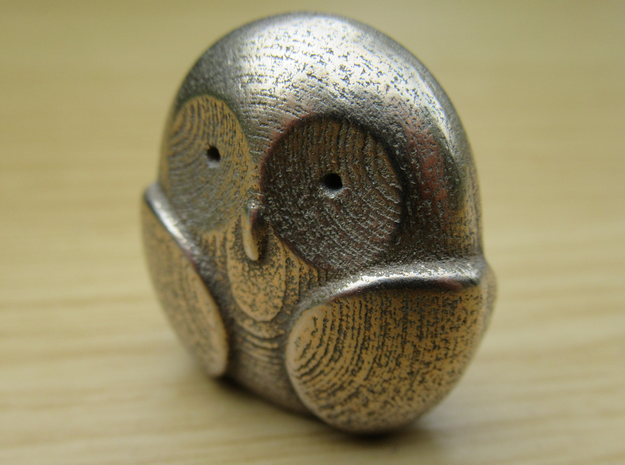 Pocket owl in Polished Bronzed-Silver Steel