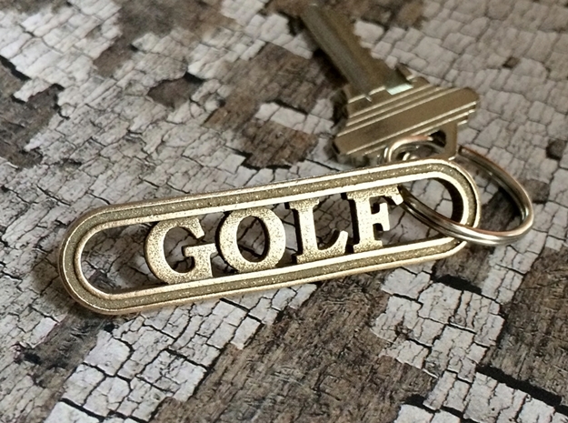 Golf Keychain - Gift for Golfer in Polished Bronzed-Silver Steel