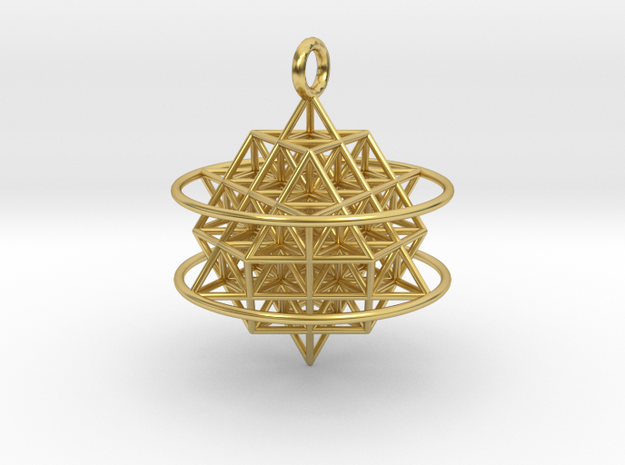 64 Tetrahedron Grid with Boundary Circles in Polished Brass