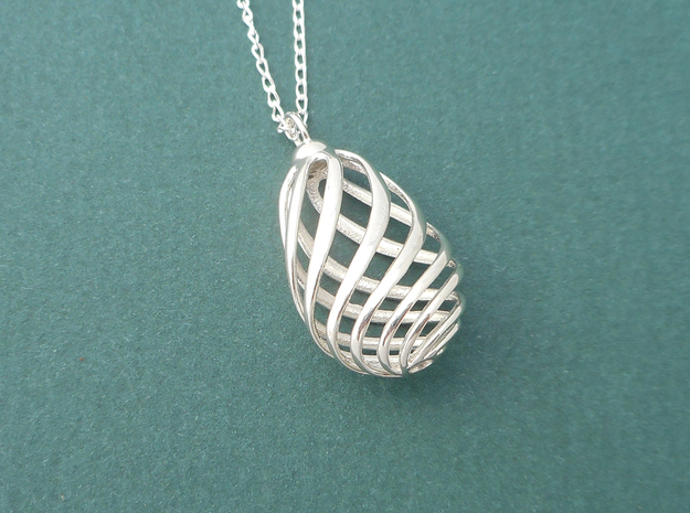 Flasket - Pendant in Cast Metals in Polished Silver