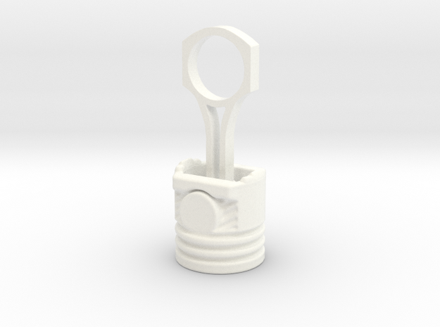 Piston Keychain in White Processed Versatile Plastic