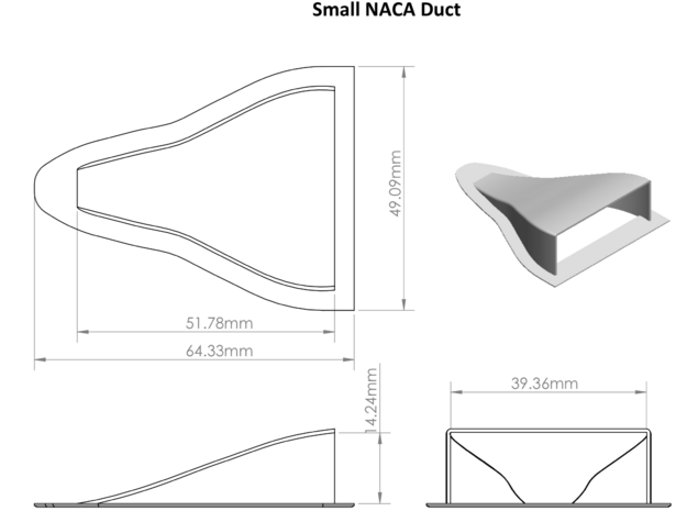 Small NACA Duct in White Natural Versatile Plastic