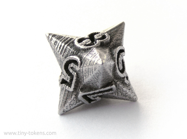 Faceted - D8, eight sided gaming dice in Polished Bronzed-Silver Steel