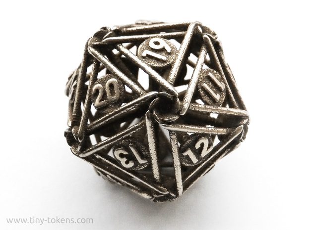 Spindown D20 Nails - Lifecounter Dice in Polished Bronzed-Silver Steel