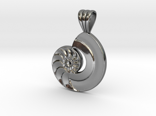Nautilus Pendant with scalloped bail in Fine Detail Polished Silver