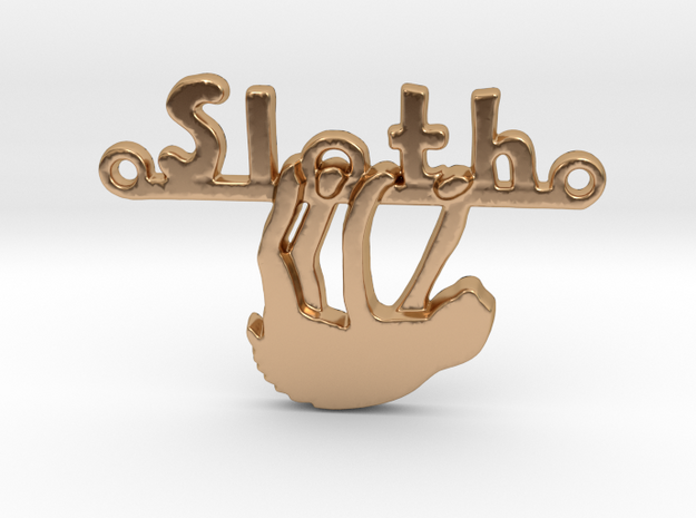 Sloth pendant necklace - Double hanger in Polished Bronze