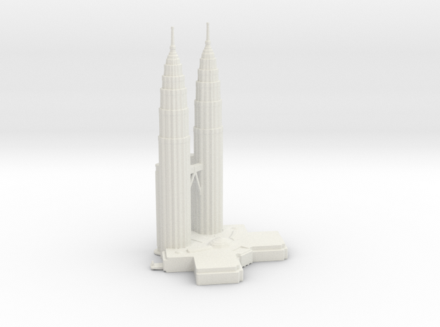 Petronas Towers - Kuala Lumpur (6 inch) in White Natural Versatile Plastic