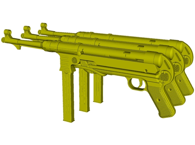 1/22.5 scale MaschinenPistole MP-40 rifles x 3 in Clear Ultra Fine Detail Plastic