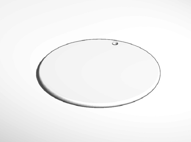 keychain tag round flat engrave large in White Natural Versatile Plastic