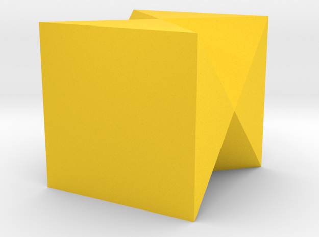 Inverted Tridecagon Vase in Yellow Processed Versatile Plastic