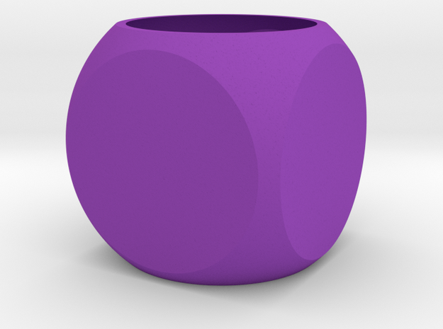 Faceted Cube Planter in Purple Processed Versatile Plastic