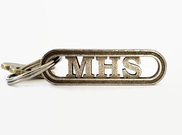 Alma Mater Keychain in Polished Bronzed-Silver Steel