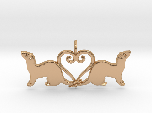 Double ferret pendant middle hanger 1 in Polished Bronze