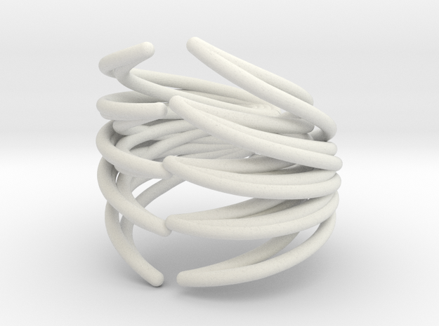Rib Cage Ring in White Natural Versatile Plastic