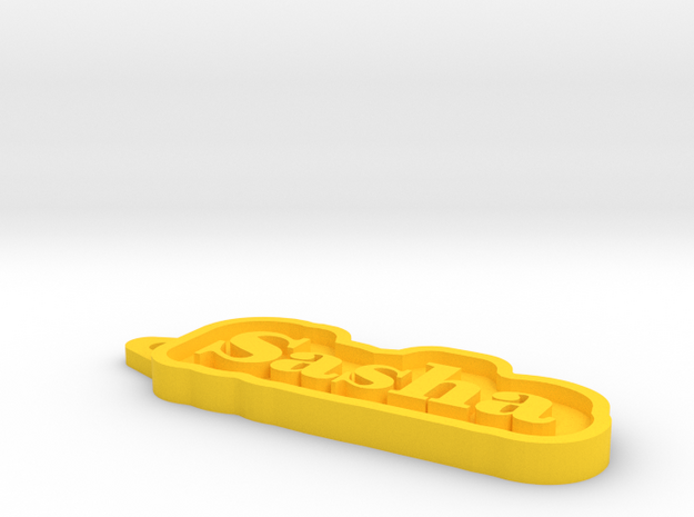 Sasha Name Tag in Yellow Processed Versatile Plastic