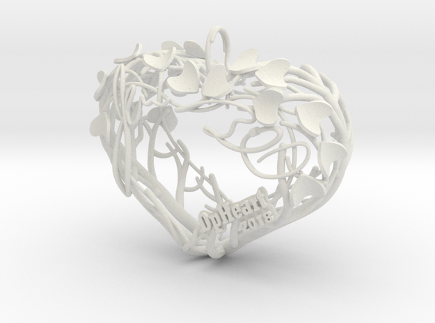 Heart Branches - Ornament in White Natural Versatile Plastic: Small