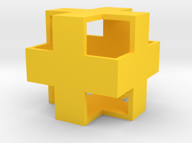 Hollow CrossCube in Yellow Processed Versatile Plastic
