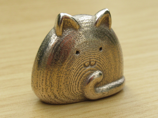 Pocket cat in Polished Bronzed-Silver Steel