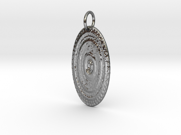 Sun Disc Pendant in Fine Detail Polished Silver: Small