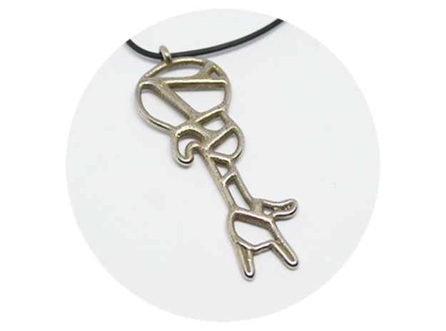 Guitar Pendant 12 in Polished Bronzed-Silver Steel