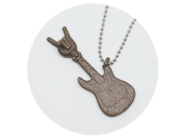 Guitar Pendant 18 in Polished Gold Steel