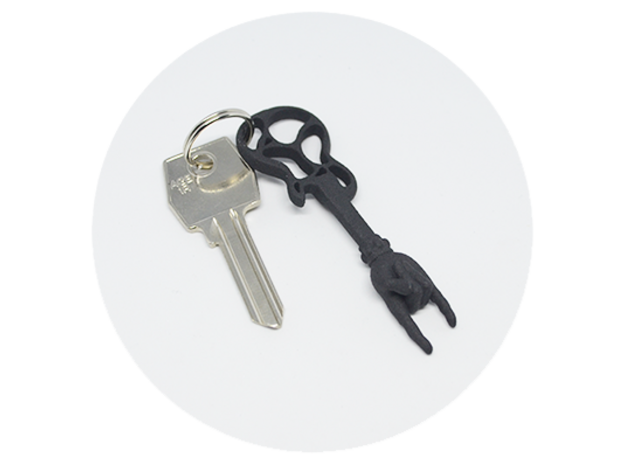 Guitar Keychain 7 in Black Natural Versatile Plastic