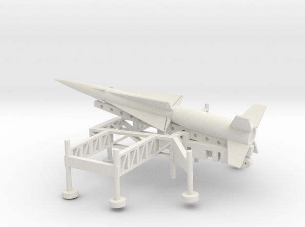 1/87 Scale Nike Missile and Launch Pad in White Natural Versatile Plastic