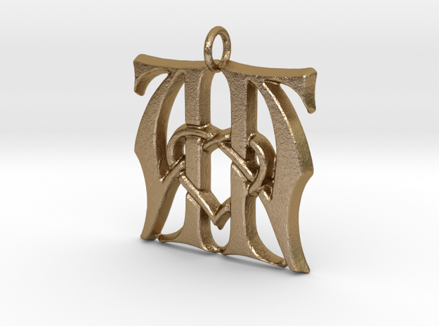 Monogram Initials AA.2 Pendant in Polished Gold Steel