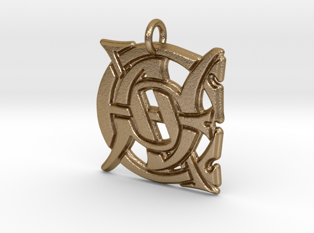 Cipher Initials AEE Pendant  in Polished Gold Steel