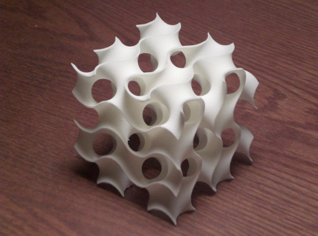 Gyroid cube - 8 unit cells in White Natural Versatile Plastic