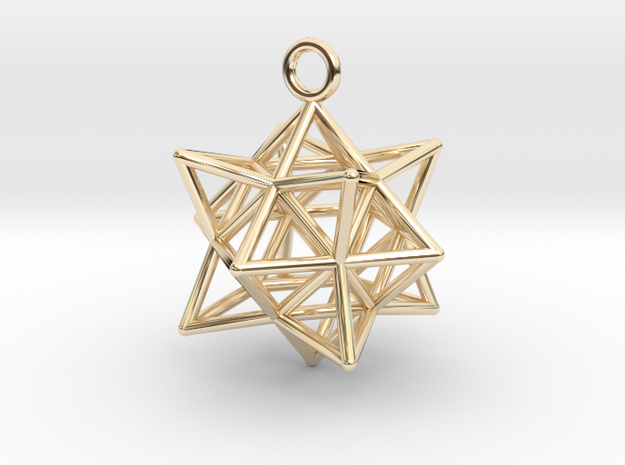 Stellated Cuboctahedron 35mm in 14k Gold Plated Brass