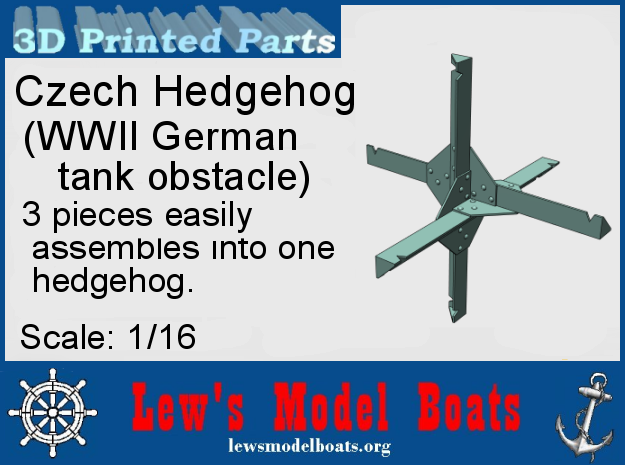 Czech Hedgehog (WWII German tank barrier) in White Natural Versatile Plastic: 1:16