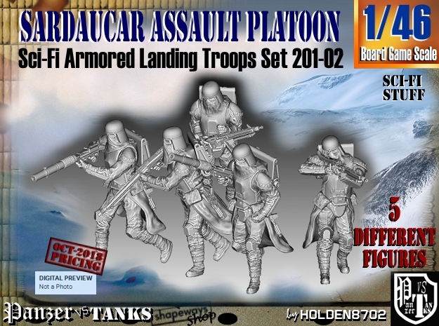 1/46 Sci-Fi Sardaucar Platoon Set 201-02 in Smooth Fine Detail Plastic