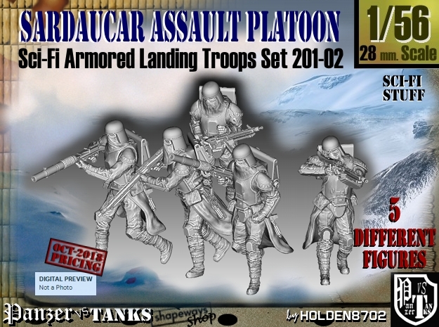 1/56 Sci-Fi Sardaucar Platoon Set 201-02 in Smoothest Fine Detail Plastic