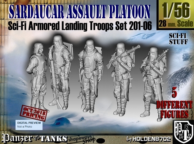 1/56 Sci-Fi Sardaucar Platoon Set 201-06 in Smoothest Fine Detail Plastic