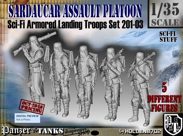 1/35 Sci-Fi Sardaucar Platoon Set 201-03 in Smooth Fine Detail Plastic
